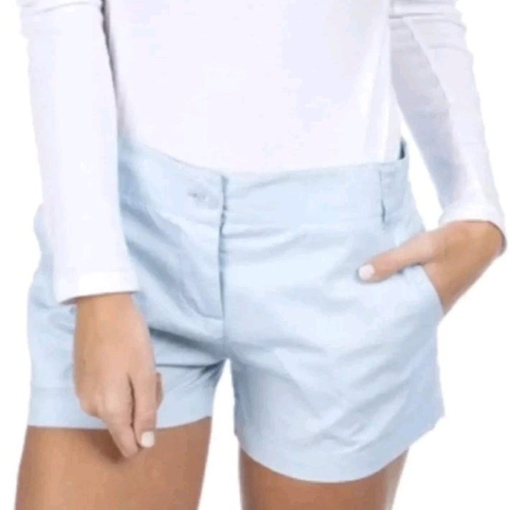 Lauren James Light Blue Poplin Chino Shorts Size Large Summer Preppy Yachtwear